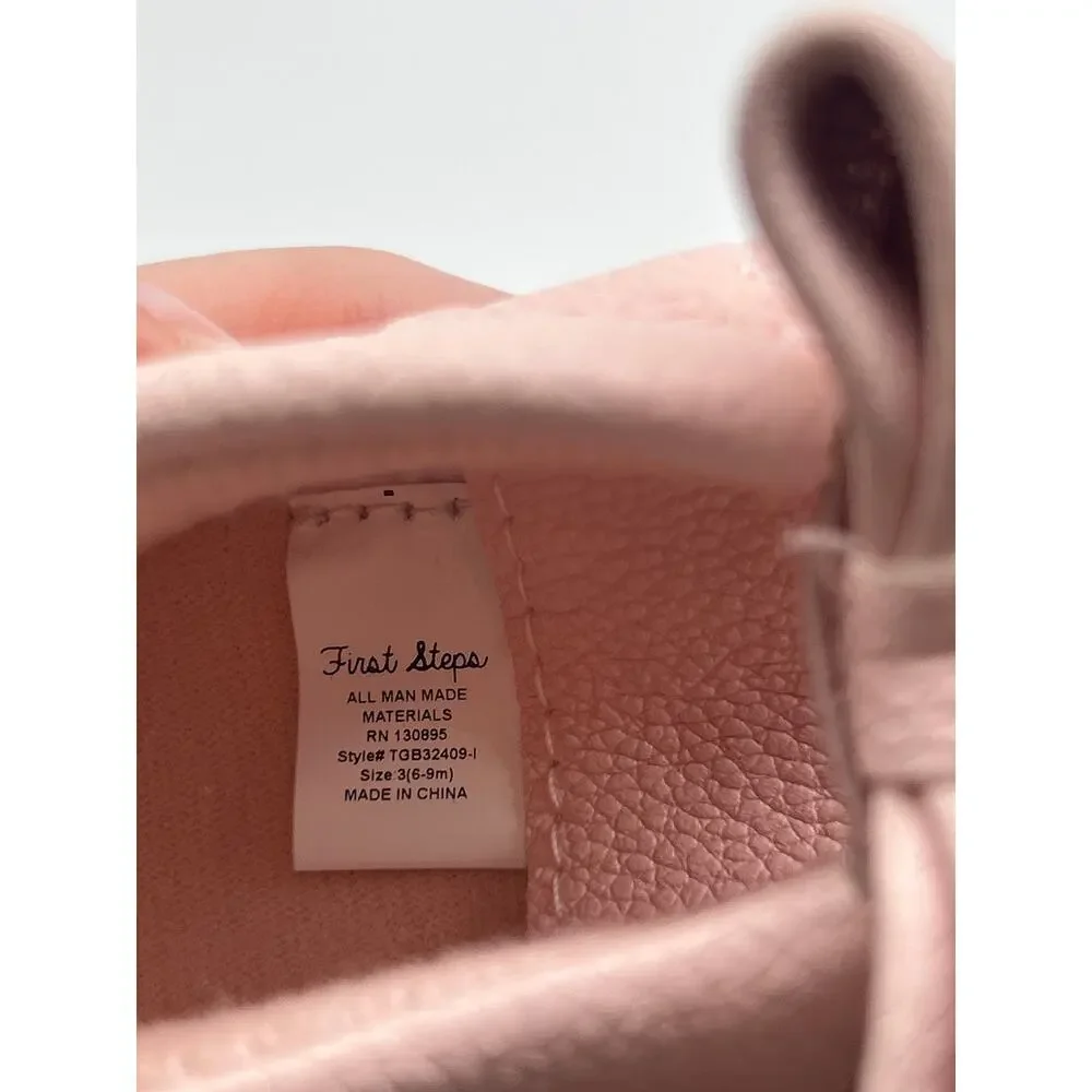 Lot of 2 First Steps Stepping Stones Pink Bow Moccasin Shoes Size 3 (6-9 Months)